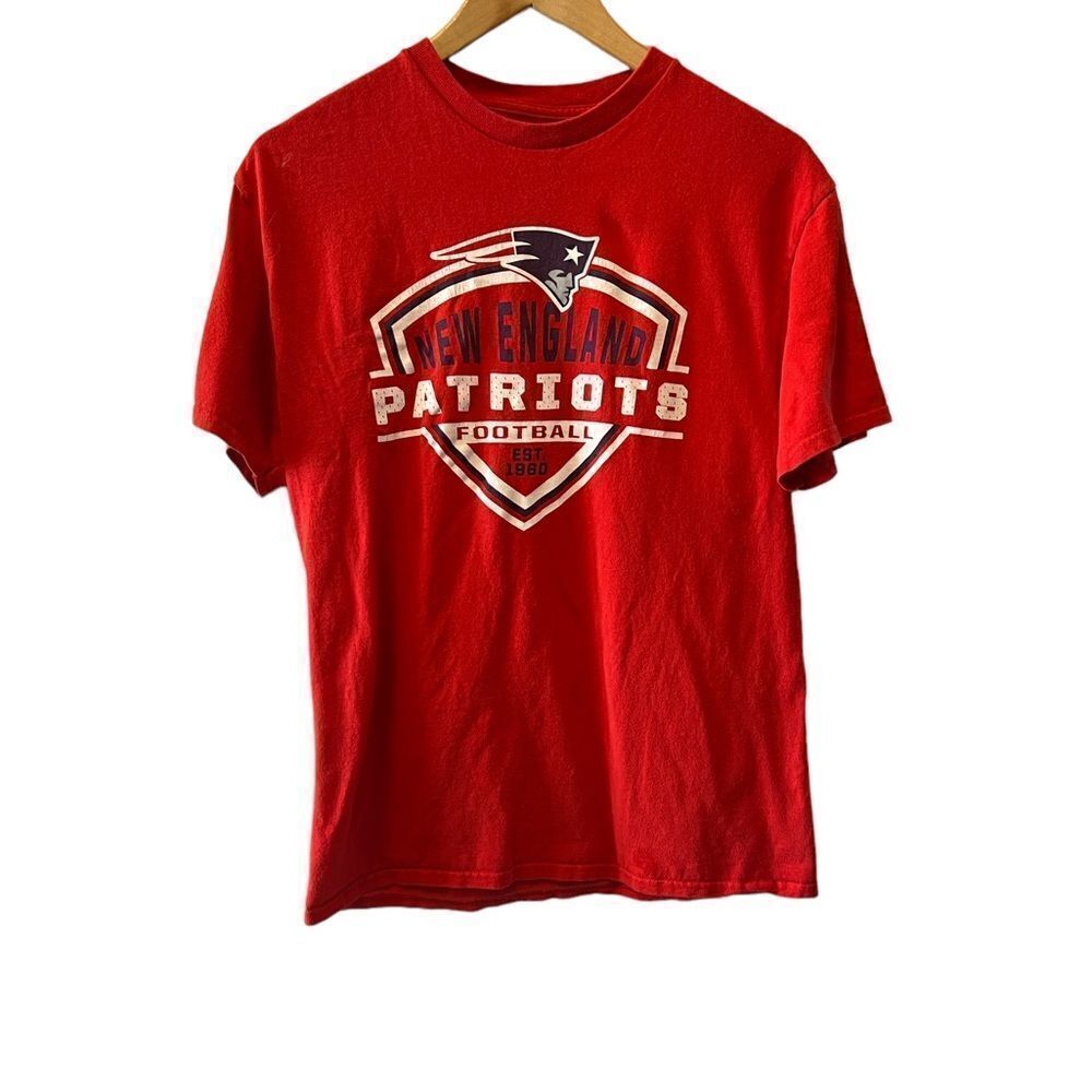 MENS PATRIOTS Red Graphic Print Casual Short Sleeve Cotton Tee Shirt M